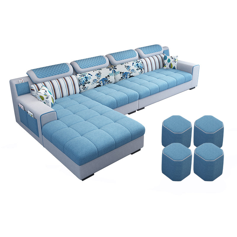 Recessed Arm L-Shape Modular Furniture Sectionals for Four People