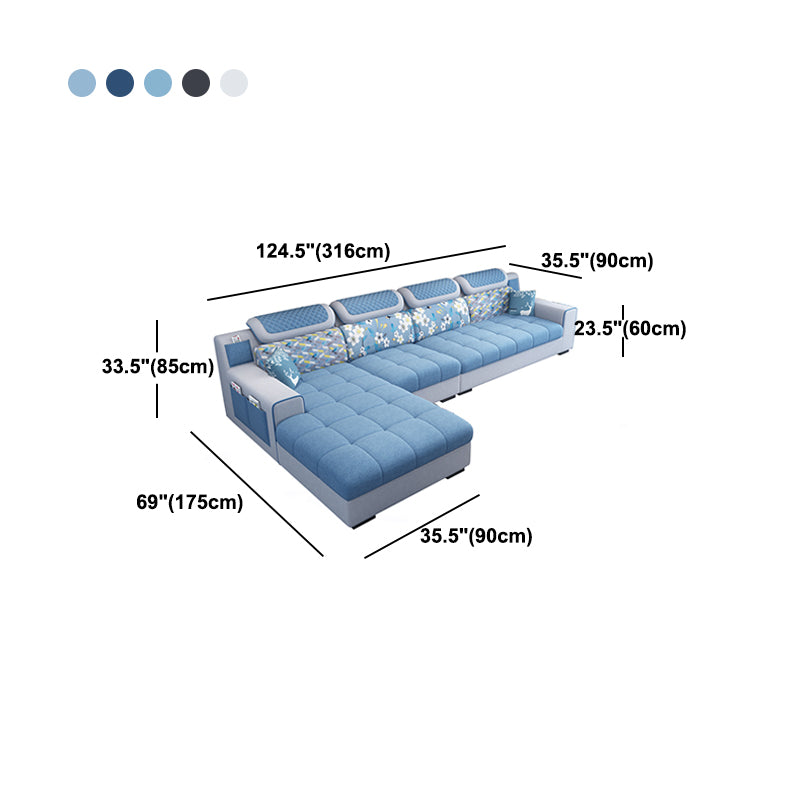 Recessed Arm L-Shape Modular Furniture Sectionals for Four People