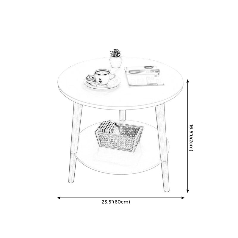 3 Legs End Table Wood White/Natural Round Side Table for Living Room