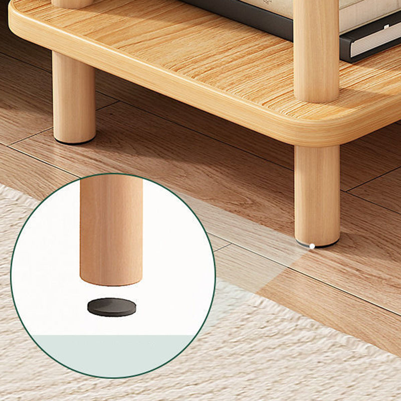 Square Wooden 4 Legs Side Table 1-Drawer End Table with Shelf