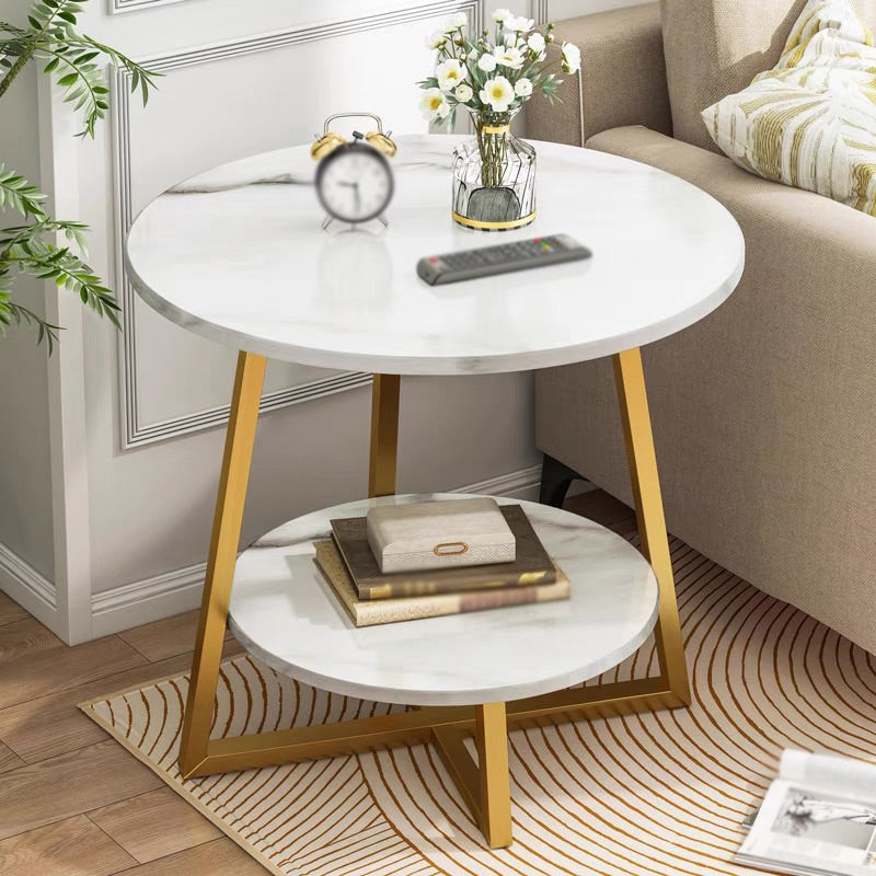 Cross Legs Base Design Cocktail Table Artificial wood Black/white Top Round Coffee Table