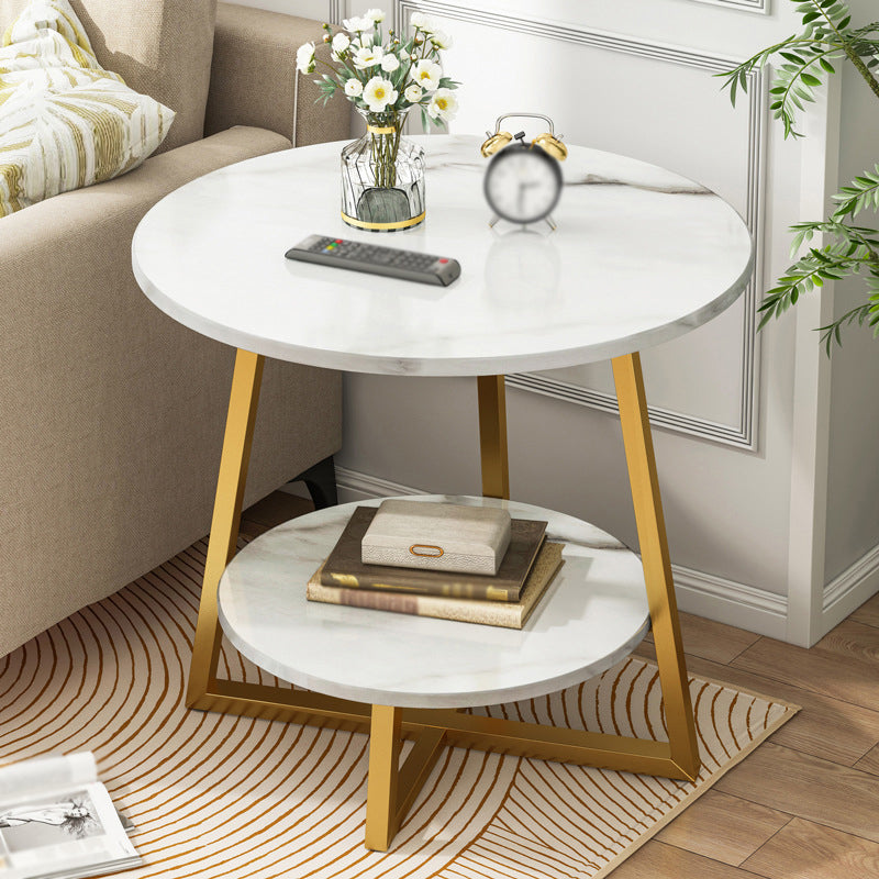 Cross Legs Base Design Cocktail Table Artificial wood Black/white Top Round Coffee Table