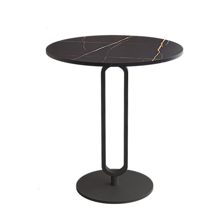 21.7 inch Tall Pedestal End Table Black/White Round Side End Table