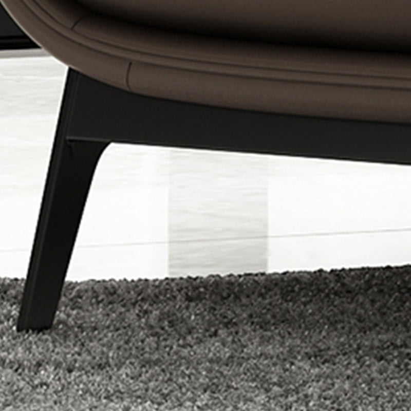 Contemporary Slipper Accent Chair, Faux Leather Accent Chair with Removable Cushions