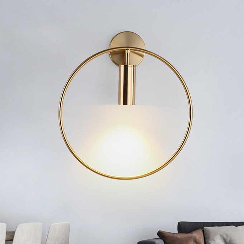 11"/15" H Metal Gold Wall Mount Lighting Round 1 Bulb Vintage Flush Wall Sconce in Warm/White/Natural Light