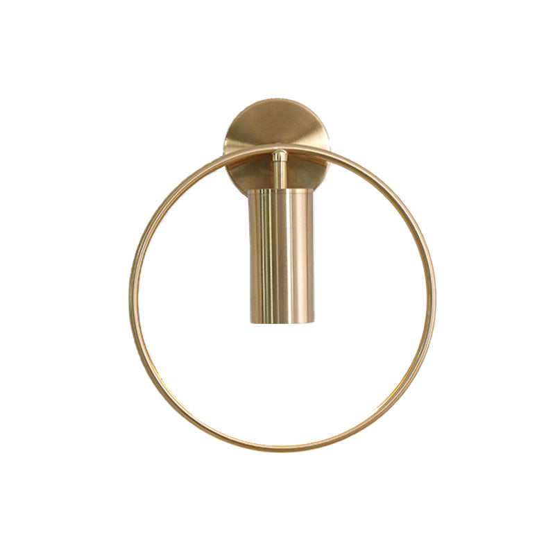 11"/15" H Metal Gold Wall Mount Lighting Round 1 Bulb Vintage Flush Wall Sconce in Warm/White/Natural Light