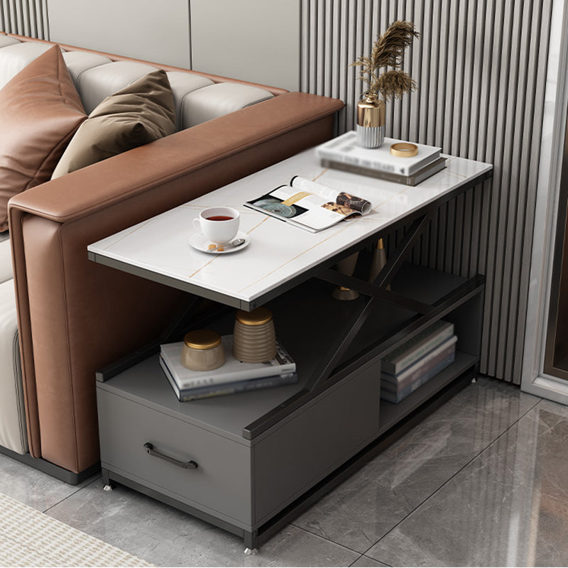 22.44" H Modern Rectangular End Table 1-Drawer Side Table with Shelves