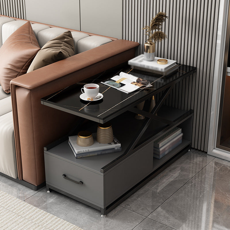 22.44" H Modern Rectangular End Table 1-Drawer Side Table with Shelves