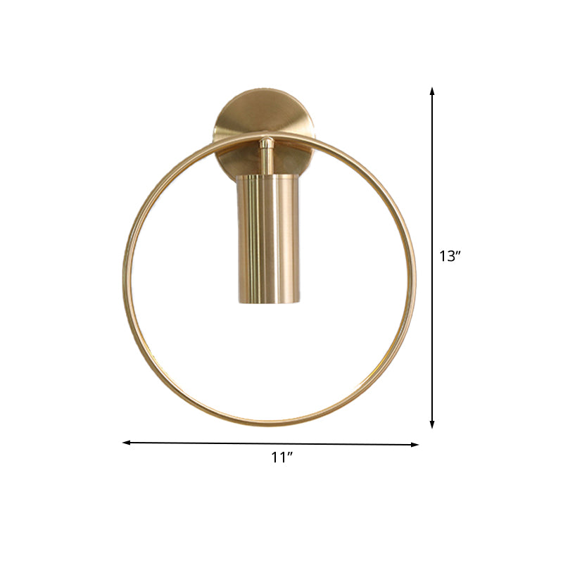 11"/15" H Metal Gold Wall Mount Lighting Round 1 Bulb Vintage Flush Wall Sconce in Warm/White/Natural Light