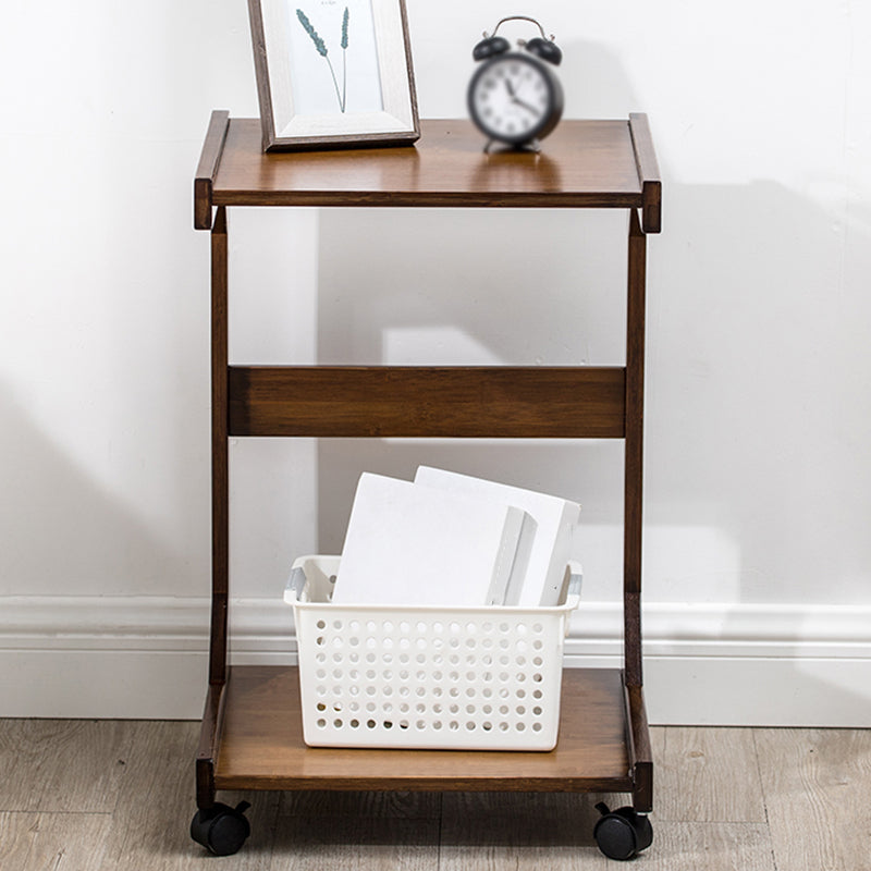 Walnut/Natural Wood End Table 24.8-In H Shelf Included Side Table with Casters