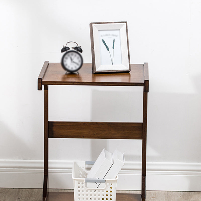 Walnut/Natural Wood End Table 24.8-In H Shelf Included Side Table with Casters
