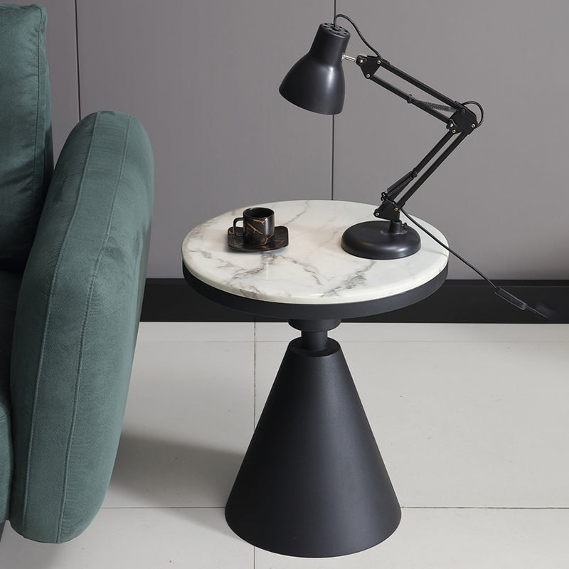 Pedestal Base Design Cocktail Table Marble Table Round Coffee Table with Metal Base