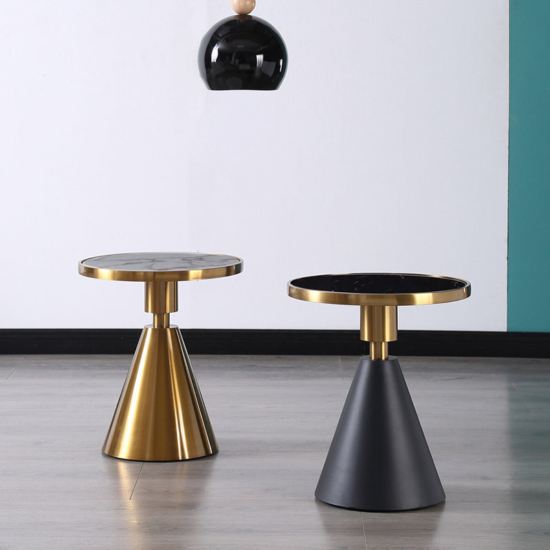 Pedestal Base Design Cocktail Table Marble Table Round Coffee Table with Metal Base