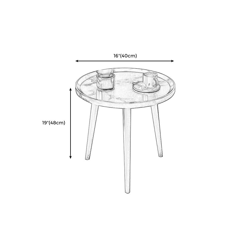 14.9/18.8" H 4-Leg Base Wooden Solid Color Round Coffee Table For Apartment