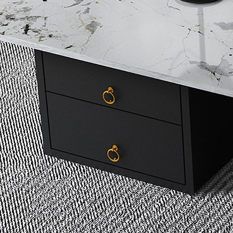 15.7"H Irregular Slate Metal Frame Coffee Table with Drawer for Living Room