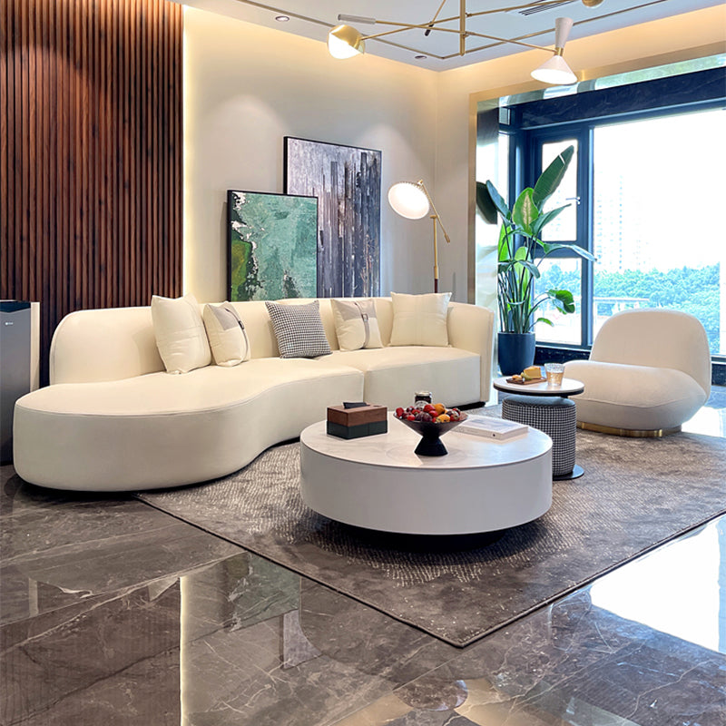 Stain-Resistant Faux Leather Modern Sofa/Sectional for Apartment, Living Room