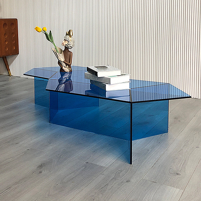Geometric Clear Acrylic Coffee Table Modern Colored Cocktail Table