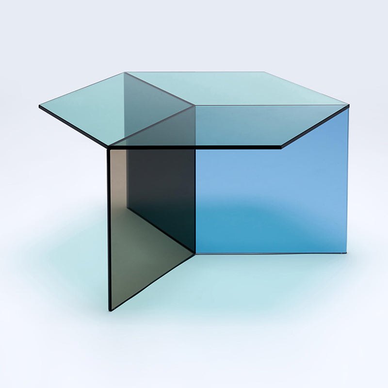 Geometric Clear Acrylic Coffee Table Modern Colored Cocktail Table