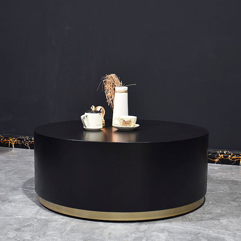 Modern Wood Coffee Table with Drawers Cocktail Table Round in Black