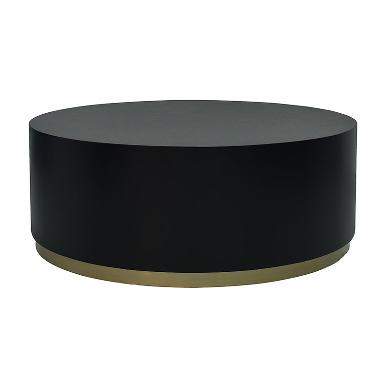 Modern Wood Coffee Table with Drawers Cocktail Table Round in Black