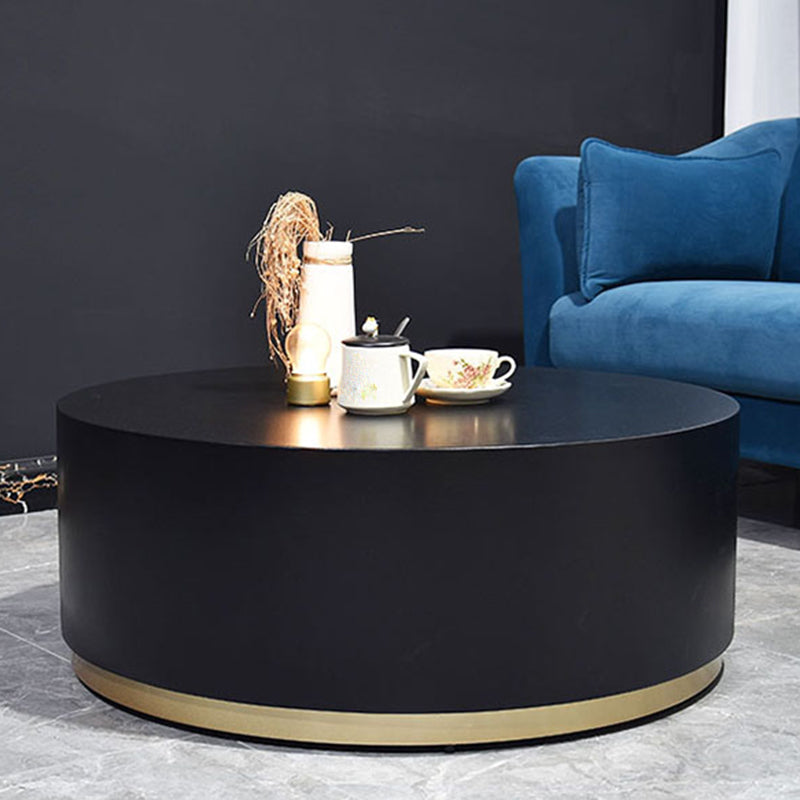 Modern Wood Coffee Table with Drawers Cocktail Table Round in Black