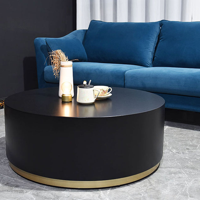 Modern Wood Coffee Table with Drawers Cocktail Table Round in Black