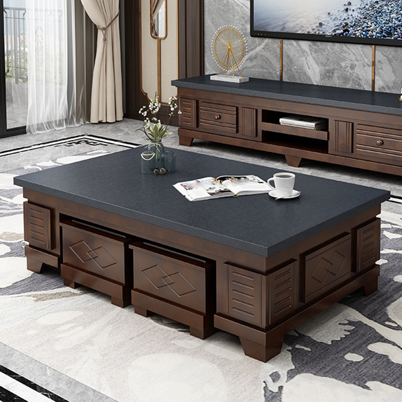 Modern Wood Coffee or End Table with Storage Cocktail Table Rectangular in Black