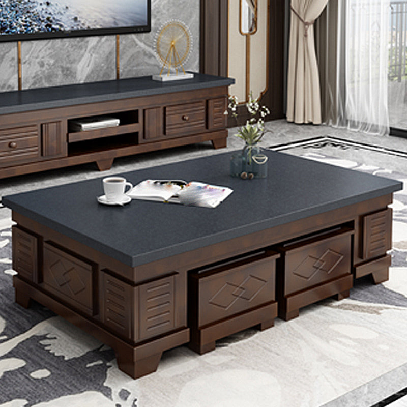 Modern Wood Coffee or End Table with Storage Cocktail Table Rectangular in Black