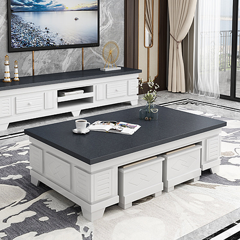 Modern Wood Coffee or End Table with Storage Cocktail Table Rectangular in Black