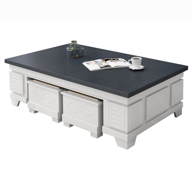 Modern Wood Coffee or End Table with Storage Cocktail Table Rectangular in Black