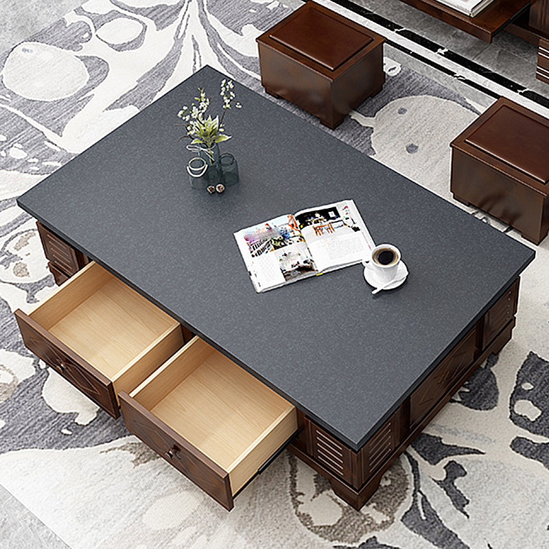 Modern Wood Coffee or End Table with Storage Cocktail Table Rectangular in Black