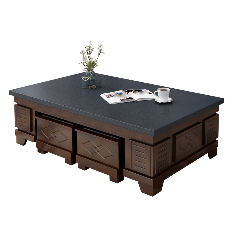 Modern Wood Coffee or End Table with Storage Cocktail Table Rectangular in Black