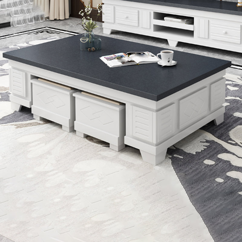 Modern Wood Coffee or End Table with Storage Cocktail Table Rectangular in Black