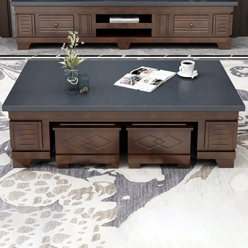 Modern Wood Coffee or End Table with Storage Cocktail Table Rectangular in Black