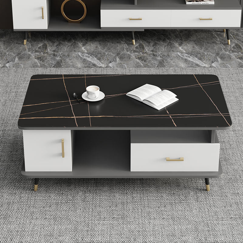 Modern Style Slate White/grey/black Top Rectangular Coffee Table