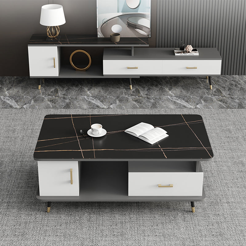 Modern Style Slate White/grey/black Top Rectangular Coffee Table
