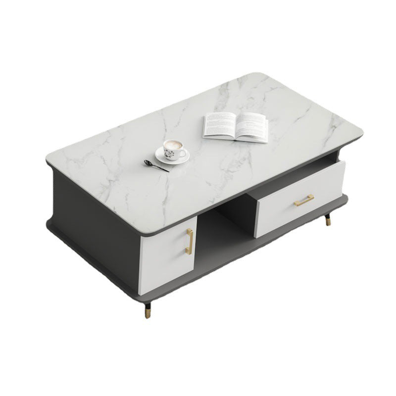 Modern Style Slate White/grey/black Top Rectangular Coffee Table