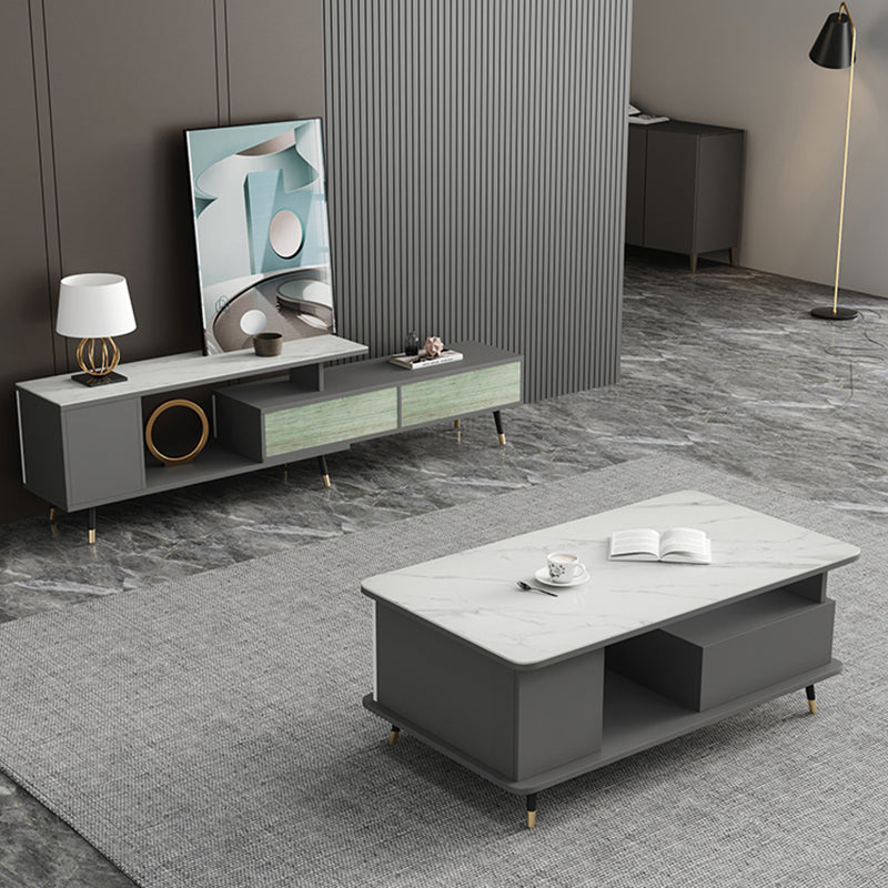 Modern Style Slate White/grey/black Top Rectangular Coffee Table