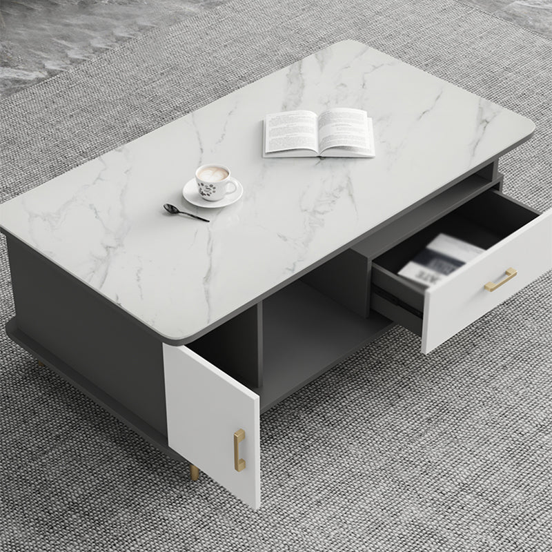 Modern Style Slate White/grey/black Top Rectangular Coffee Table