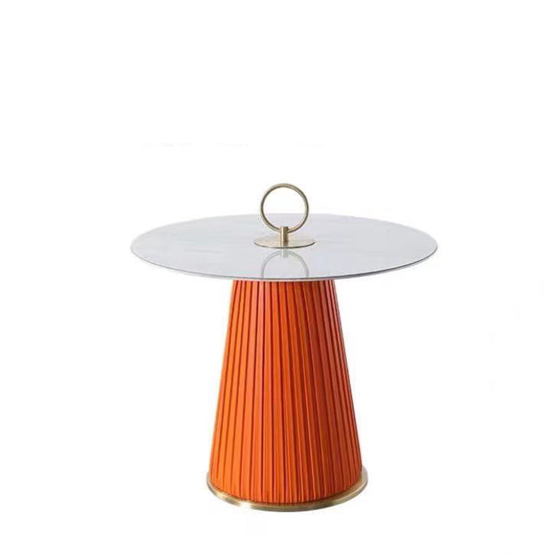 Modern Metal Cocktail Table Round Pedestal Coffee Table - White