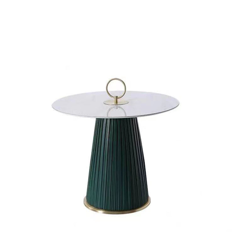 Modern Metal Cocktail Table Round Pedestal Coffee Table - White