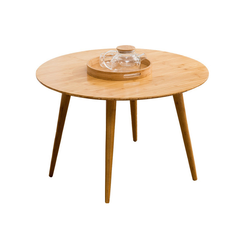 Round Wood Coffee Table Scandinavian 4 Legs Natural Cocktail Table
