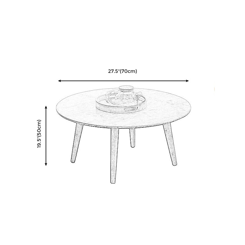 Round Wood Coffee Table Scandinavian 4 Legs Natural Cocktail Table