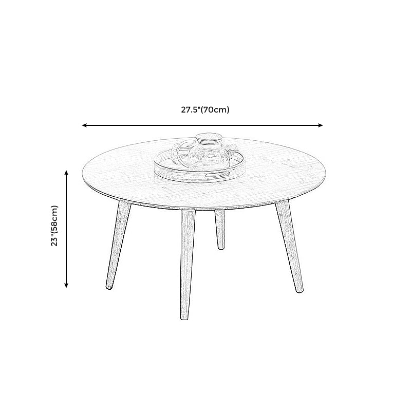Round Wood Coffee Table Scandinavian 4 Legs Natural Cocktail Table