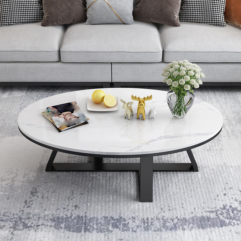 Modern Rectangular Slate 4 Legs Coffee Table White Champagne Cocktail Table