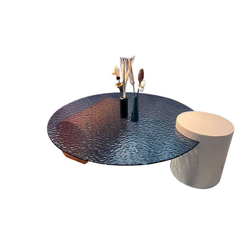 Round Clear Glass Coffee Table Double Pedestal Base 1 Single Cocktail Table