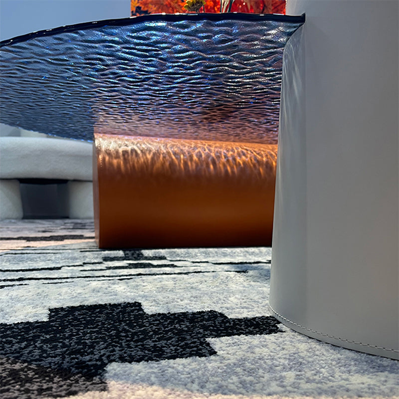 Round Clear Glass Coffee Table Double Pedestal Base 1 Single Cocktail Table