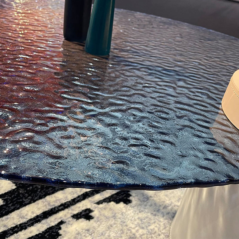 Round Clear Glass Coffee Table Double Pedestal Base 1 Single Cocktail Table