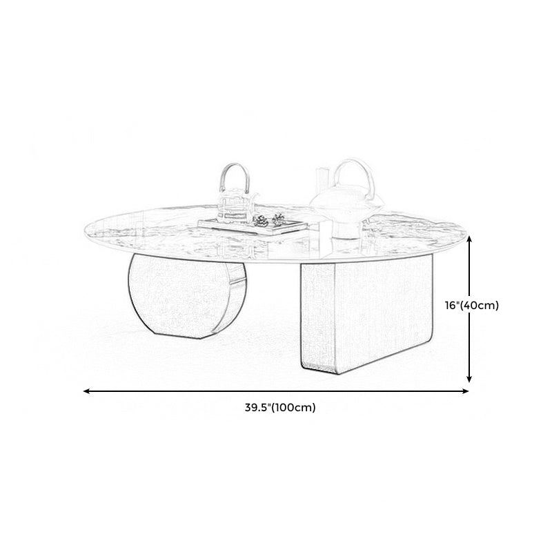 Marble White Rectangular Coffee Table Modern Round Cocktail Table