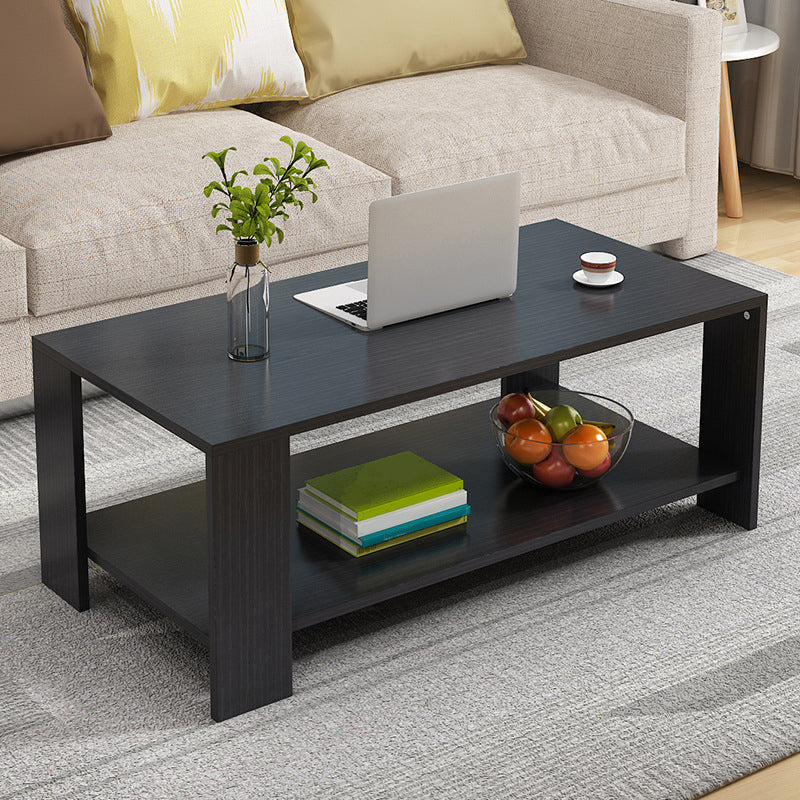 Modern Style Wood-paneled Rectangular Coffee Table with a 4 Legs Base